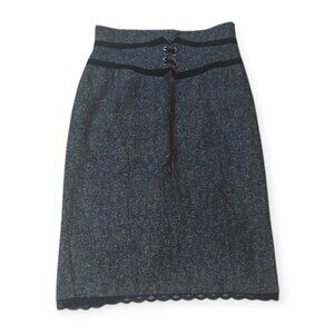 Worthington Skirt Woman's Gray Knit Sophisticated Pencil Academia Core Lace 10